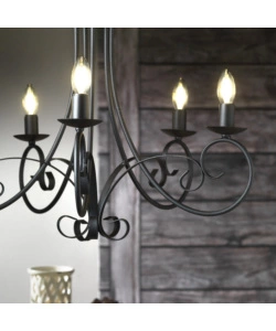 LAMPADARIO "POMPEI" 5 LUCI IN METALLO NERO, E14